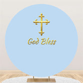 Lofaris God Bless Blue Theme Happy Birthday Circle Backdrop